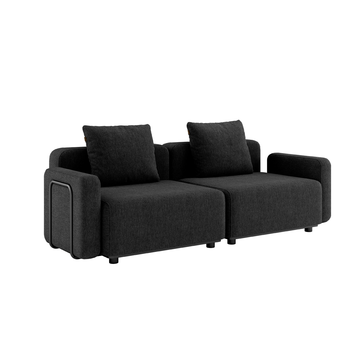 Sort Cobana Lounge Sofa med armlæn, 2-personers udendørs sofa i minimalistisk design uden puf.