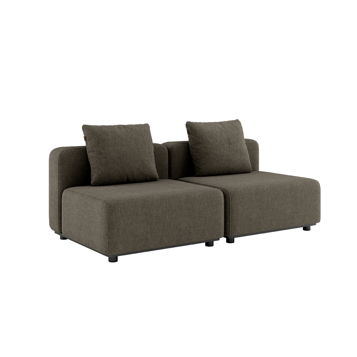 Cobana Lounge Sofa 2-personers uden armlæn i brun med pulverlakeret aluminiumsramme og tekstilpolstring.