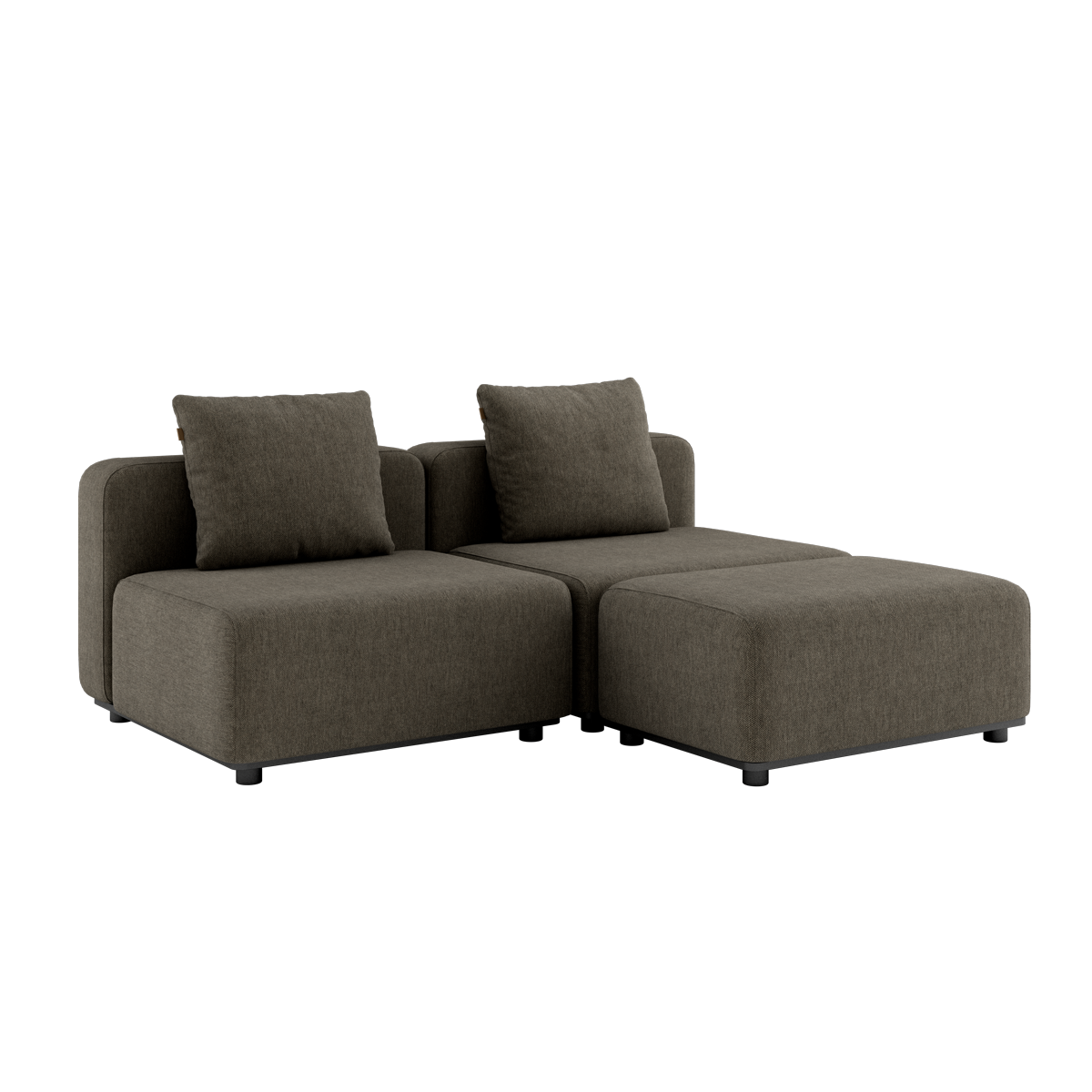 Cobana Lounge Sofa 2-personers udendørs sofa i brun med puf og uden armlæn i pulverlakeret aluminium.