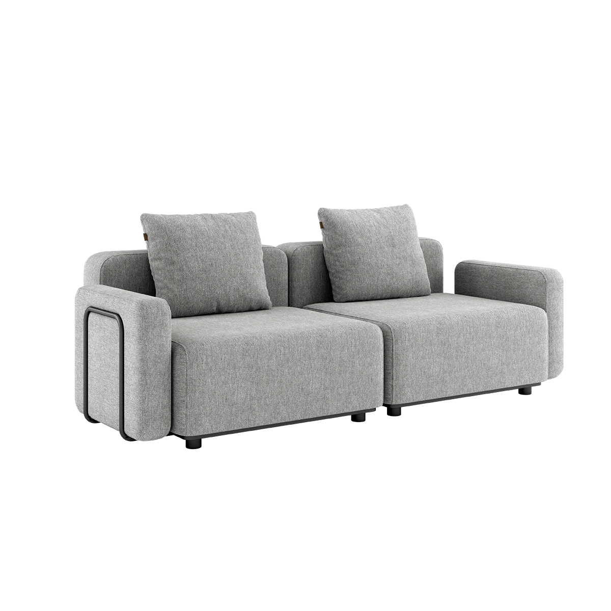 Cobana Lounge Sofa 2-personers i Cobana Sand Melange med armlæn uden puf, udendørs aluminium og tekstil.