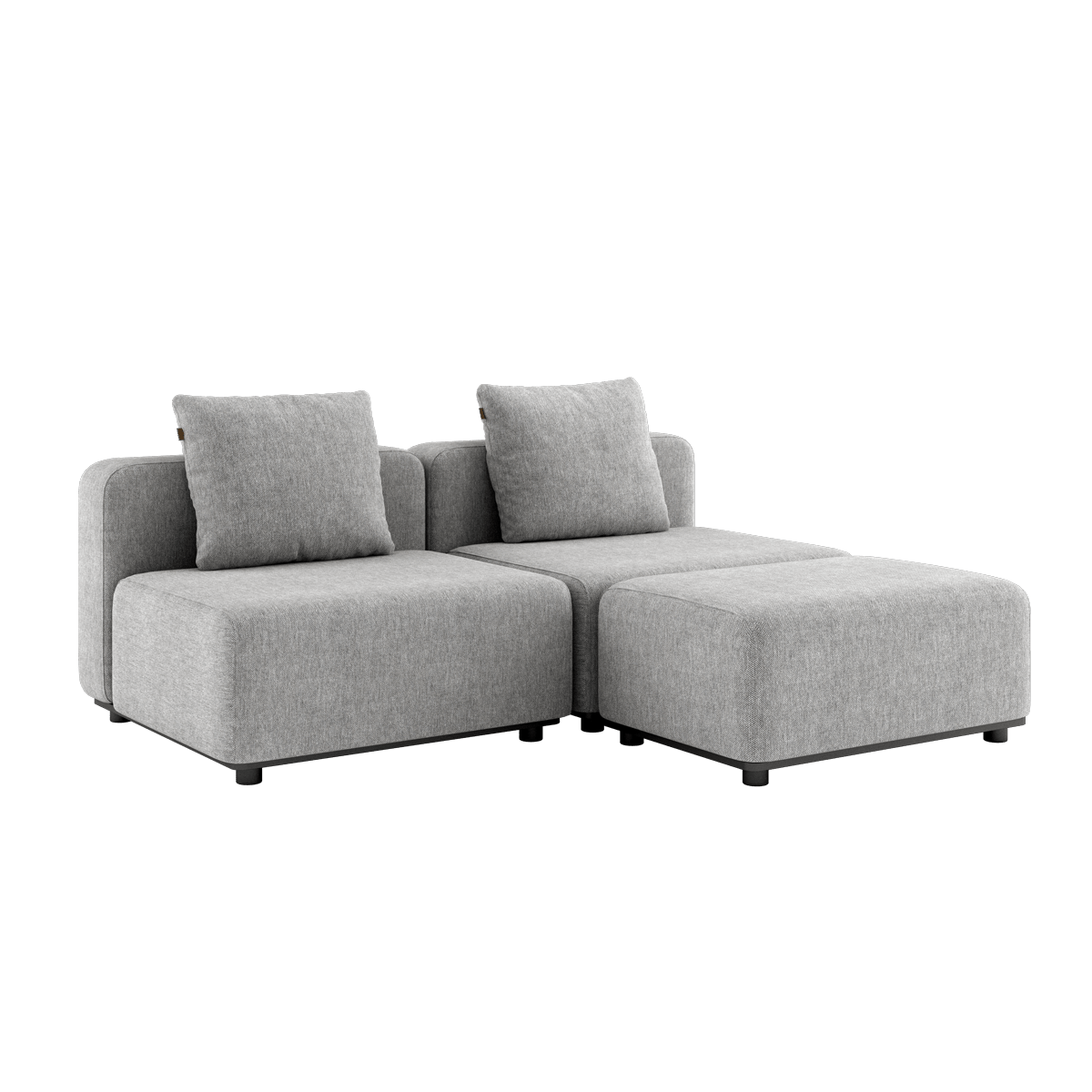 Cobana Lounge Sofa i Cobana Sand Melange med puf, uden armlæn, udendørs modulopbygget sofa.
