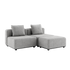 Cobana Lounge Sofa 2-seater in Cobana Sand Melange with pouf, no armrests, outdoor setting.