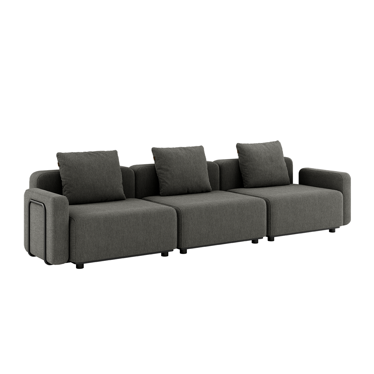 Cobana Lounge Sofa i grå med armlæn, modulopbygget udendørs sofa uden puf i aluminium og tekstil.