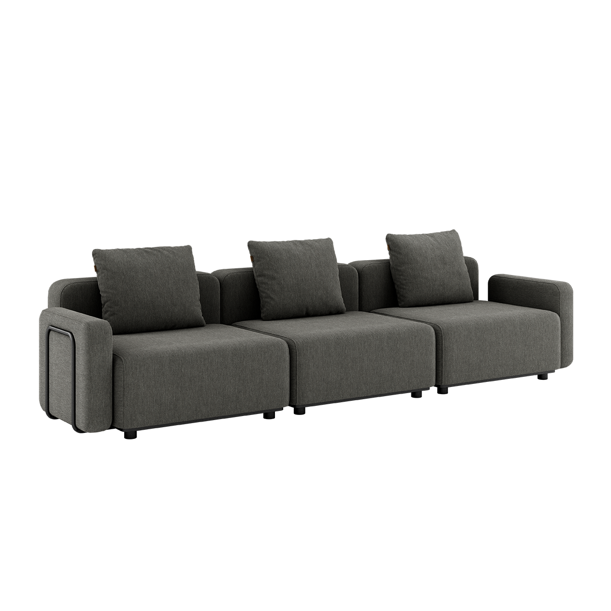 Cobana Lounge Sofa i grå med armlæn, tre sæder, uden puf, udendørs aluminium og tekstil.