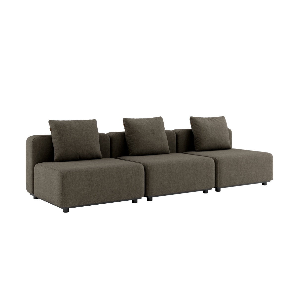 Cobana Lounge Sofa 3-personers udendørs sofa i brun uden armlæn og puf med pulverlakeret aluminiumsramme