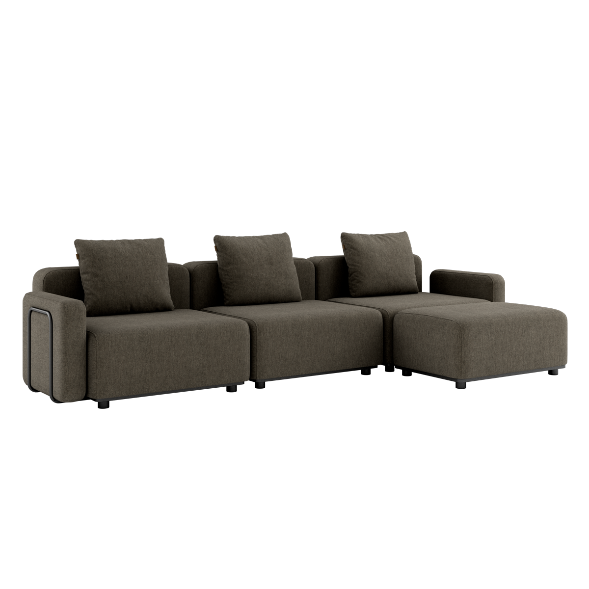 Cobana Lounge Sofa i brun med armlæn og puf, modulopbygget udendørs sofa med rene linjer.