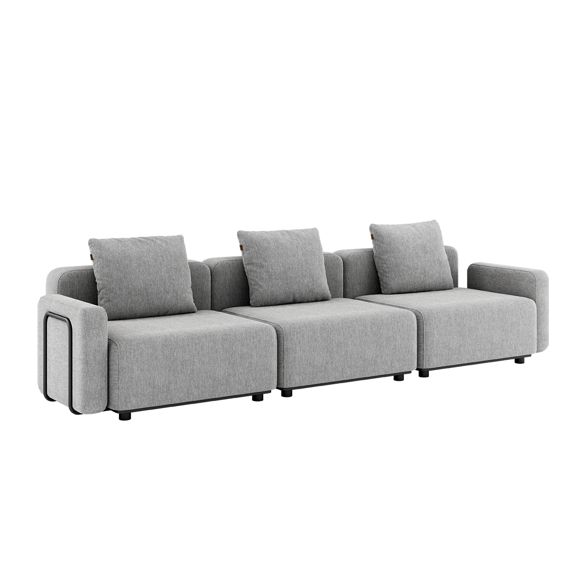 Cobana Lounge Sofa 3-personers i sand melange med armlæn uden puf, udendørs modulsofa