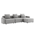 Cobana Lounge Sofa 3-personers i sand melange med armlæn og puf, udendørs modulopbygget design.