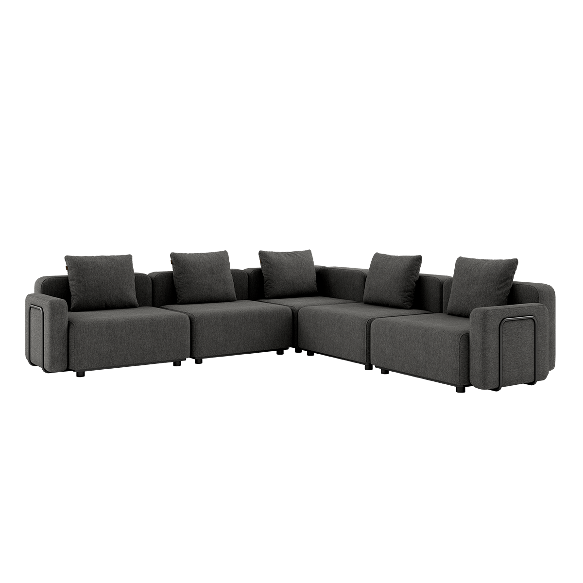 Cobana Grey 5-seater corner outdoor sofa with armrests in modular design and aluminum frame