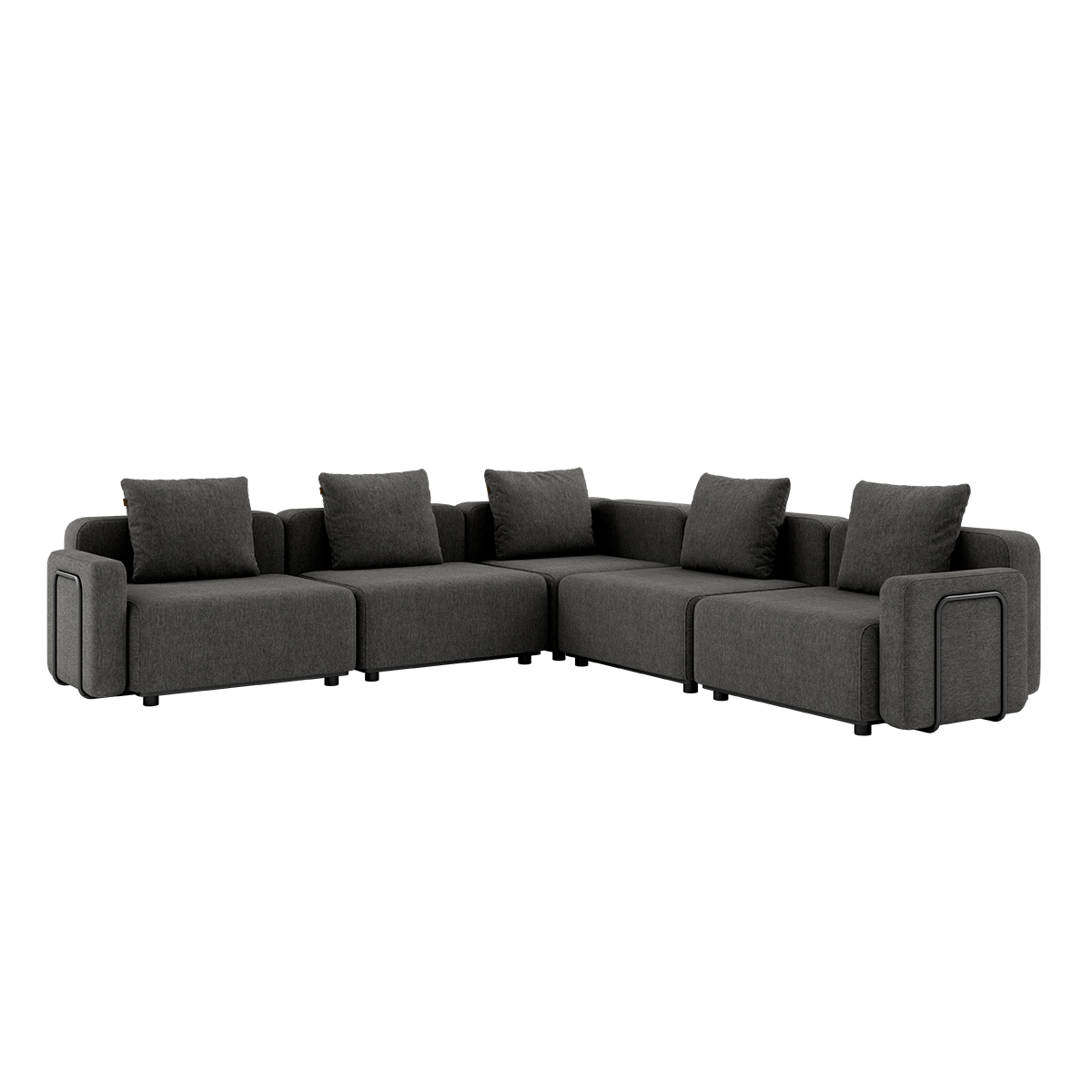 Cobana Lounge Sofa 5-personers hjørnesofa i grå med armlæn, modulopbygget til udendørs brug.