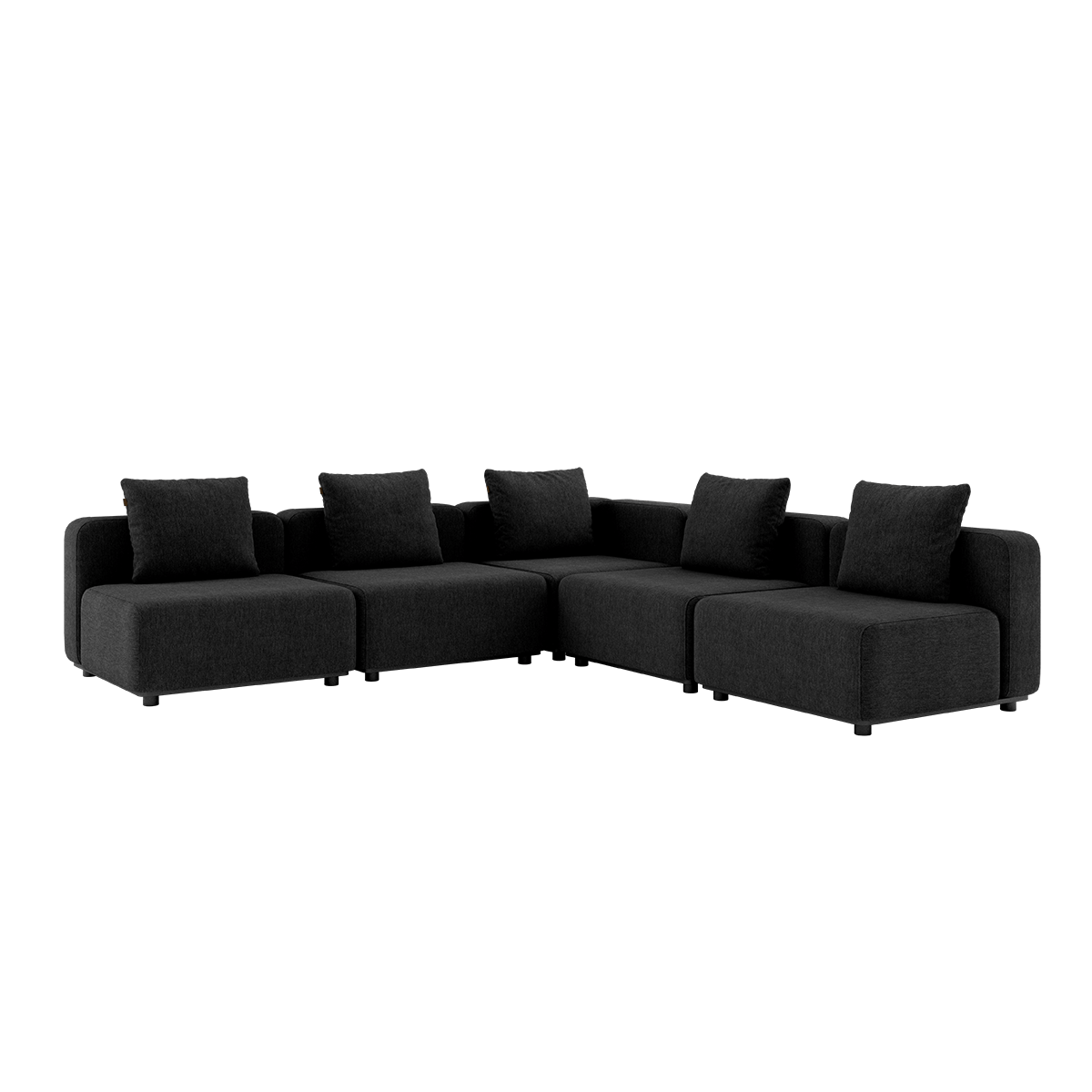 Cobana Lounge Sofa 5-personers hjørnesofa i sort uden armlæn i modulopbygget design til udendørs brug