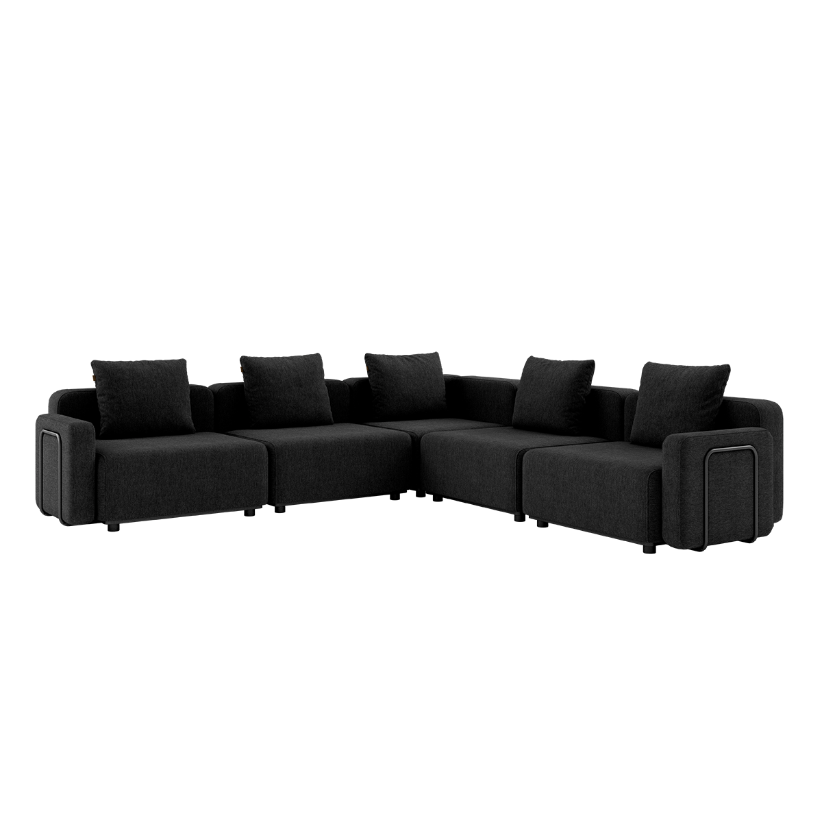 Cobana Lounge Sofa 5-personers hjørnesofa i sort med armlæn, modulopbygget til udendørs brug.