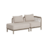 Beige Kirra loungesofa fra sackit med to siddepladser og åben ende. Modulært udendørs design med bløde hynder og flettet ryg til moderne uderum.