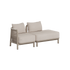 Kirra loungesofa med to siddepladser og åben ende i lyst tekstil fra sackit dansk design til moderne udendørs ophold