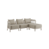 Kirra Lounge Sofa i sandfarvet med tre moduler og puf, udendørs med aluminiumsramme og olefin tekstil.