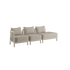 Kirra Lounge Sofa i sandfarvet med åbent venstre endestykke, aluminiumsstel og udendørs tekstil.