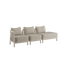 Kirra Lounge Sofa i sandfarvet med venstre åben ende, modulært udendørs loungesystem i aluminium og olefin tekstil.