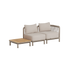 Modulær Kirra loungesofa til udendørs brug med to beige sæder og matchende teakbord fra sackit til moderne nordiske uderum