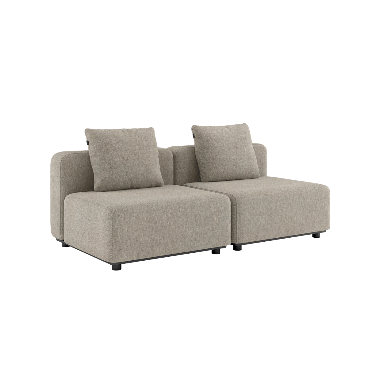 Cobana Lounge Sofa i Kirra Sand uden armlæn og puf, udendørs modulopbygget sofa i aluminium og tekstil.