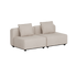 Beige modulopbygget loungesofa fra sackit med to brede sæder og bløde ryghynder i et enkelt skandinavisk design til udendørs brug