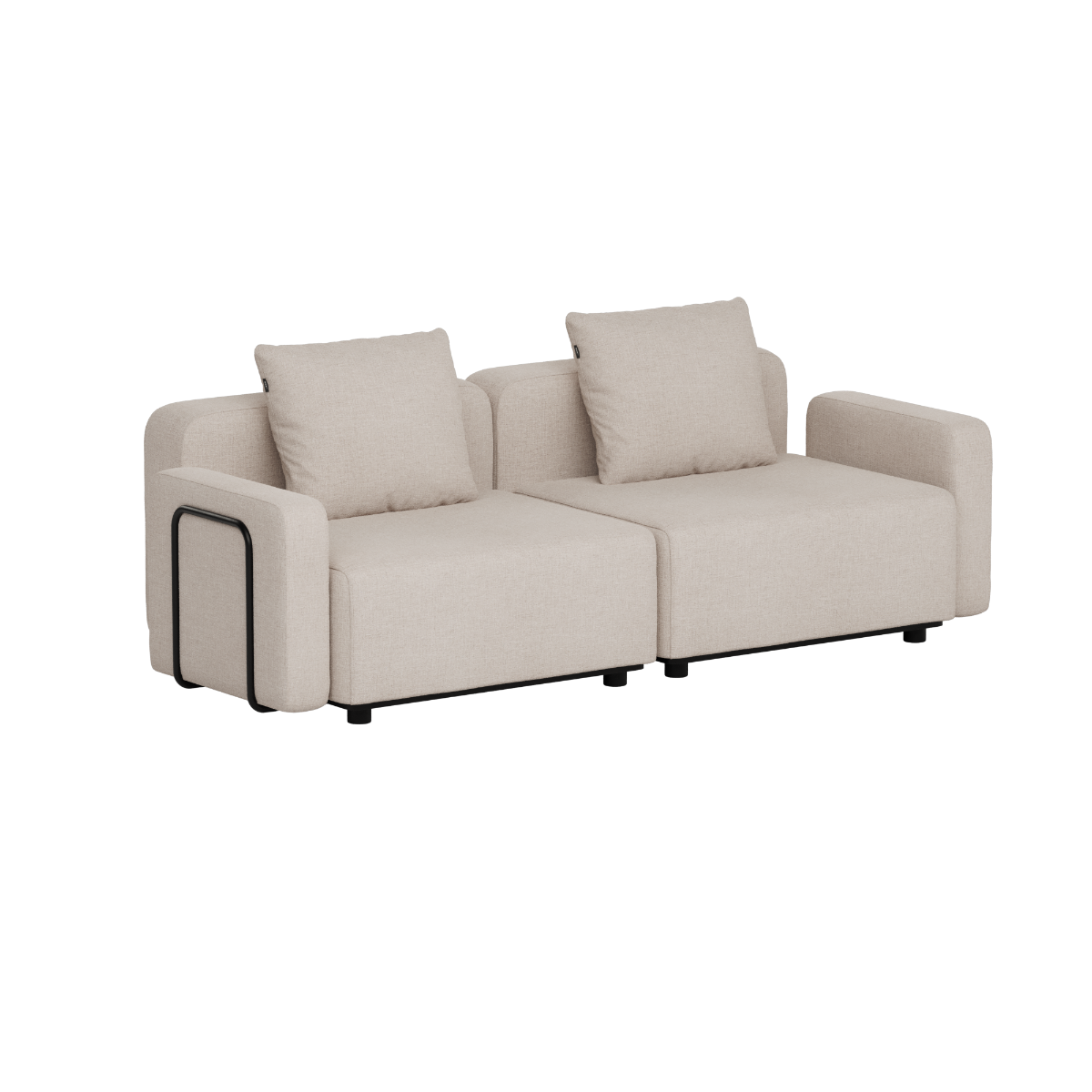 Beige Cobana loungesofa fra sackit med to bløde rygpuder og brede armlæn til en stilfuld udendørs lounge i skandinavisk design