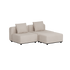 Beige modulopbygget udendørs loungesofa med to brede siddepladser og ryghynder fra sackit designet i Danmark til terrasser og haver