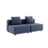 Udendørs Cobana Lounge Sofa i Kirra Indigo uden armlæn og puf, med aluminiumsramme og tekstilpolstring.