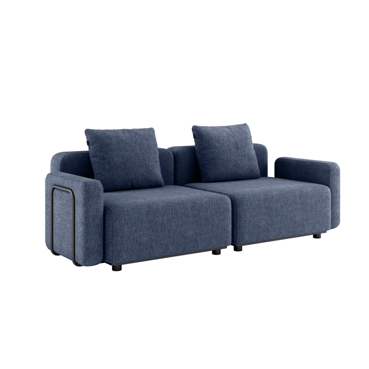 Cobana Lounge Sofa 2-seater in Kirra Indigo with armrests, outdoor modular aluminum frame sofa.