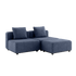 Udendørs Cobana Lounge Sofa i Kirra Indigo med to moduler og puf, uden armlæn, i aluminium og olefin tekstil.