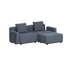 Mørkegrå modulopbygget udendørs loungesofa med to ryghynder brede armlæn og chaiselongmodul i enkelt skandinavisk design
