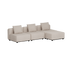 Beige modulopbygget udendørs loungesofa med tre siddepladser og tre hynder i enkelt skandinavisk design fra sackit