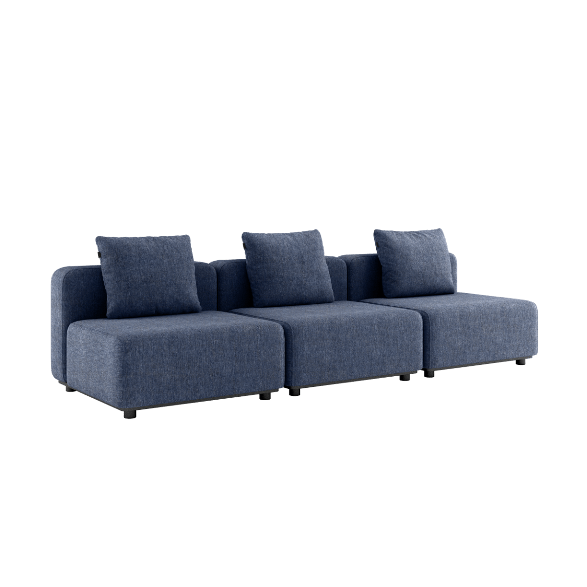 Kirra Indigo Cobana Lounge Sofa uden armlæn og puf i modulopbygget design til udendørs brug.