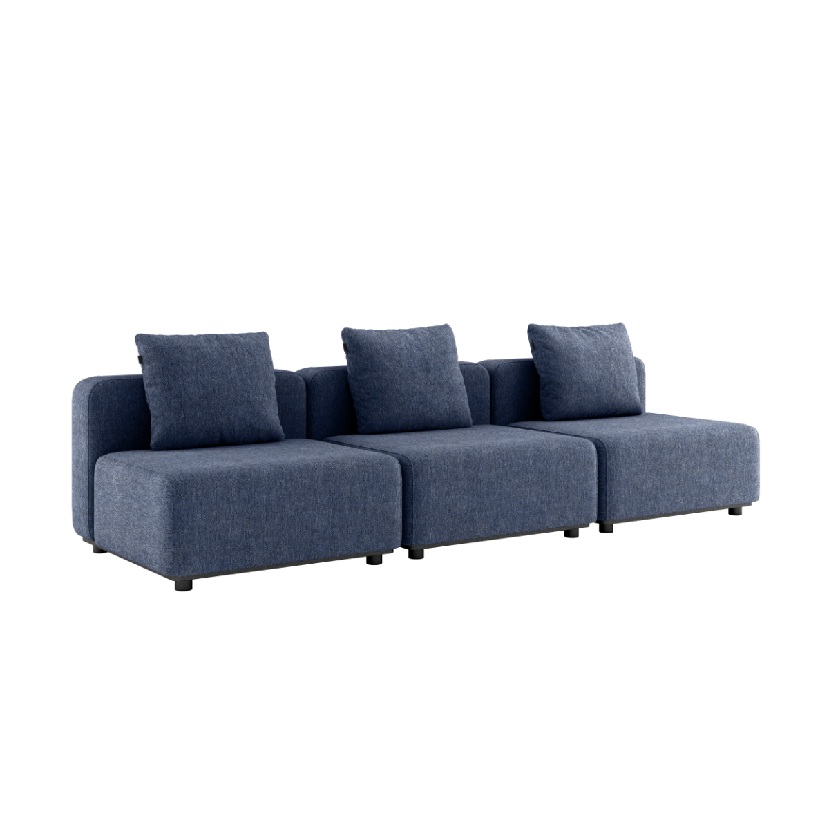 Udendørs Cobana Lounge Sofa i Kirra Indigo uden armlæn og puf med tre siddepladser