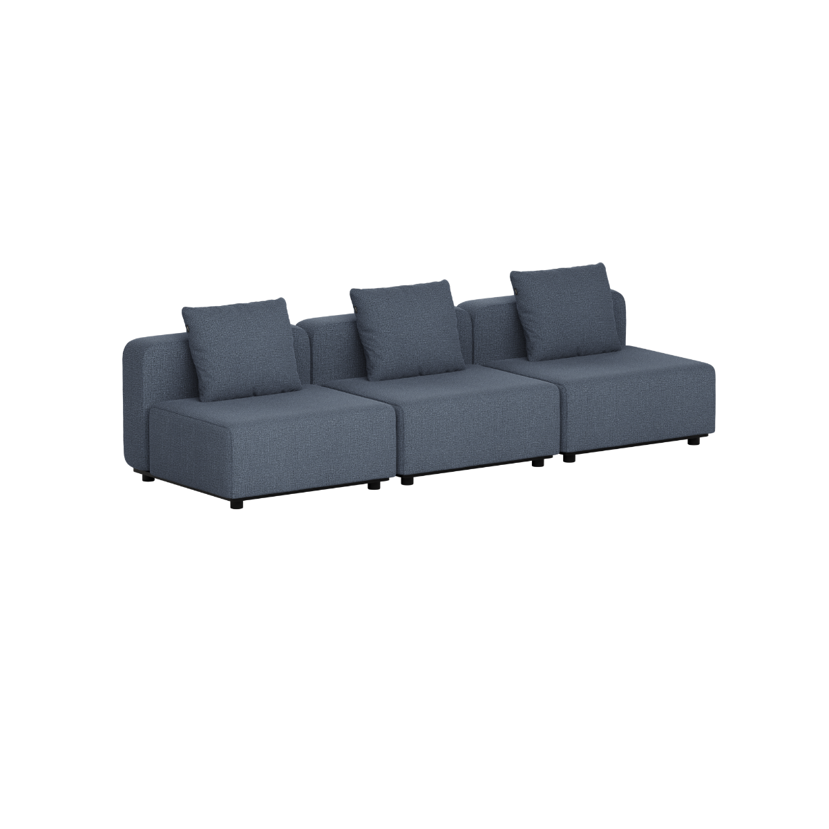 Mørkegrå modulopbygget udendørs loungesofa med tre siddepladser og bløde ryghynder fra sackit designet i Danmark til nordisk vejr