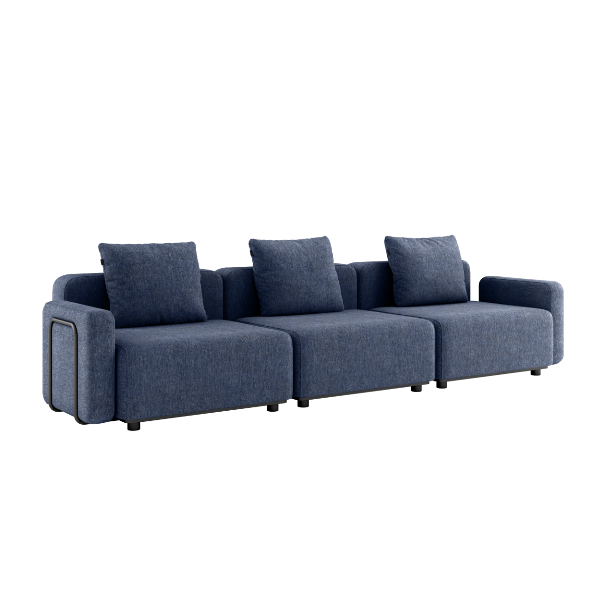 Kirra Indigo Cobana Lounge Sofa med armlæn, 3-personers udendørs sofa uden puf i skandinavisk design.