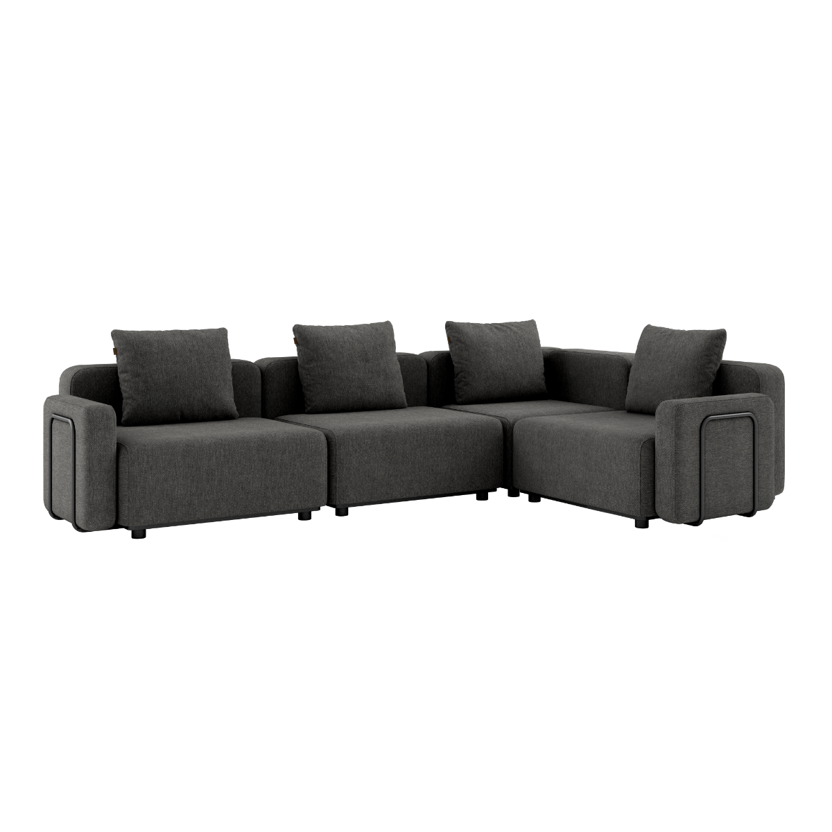 Cobana Lounge Sofa i grå med armlæn, 4-personers hjørnesofa til udendørs brug med modulopbygning.