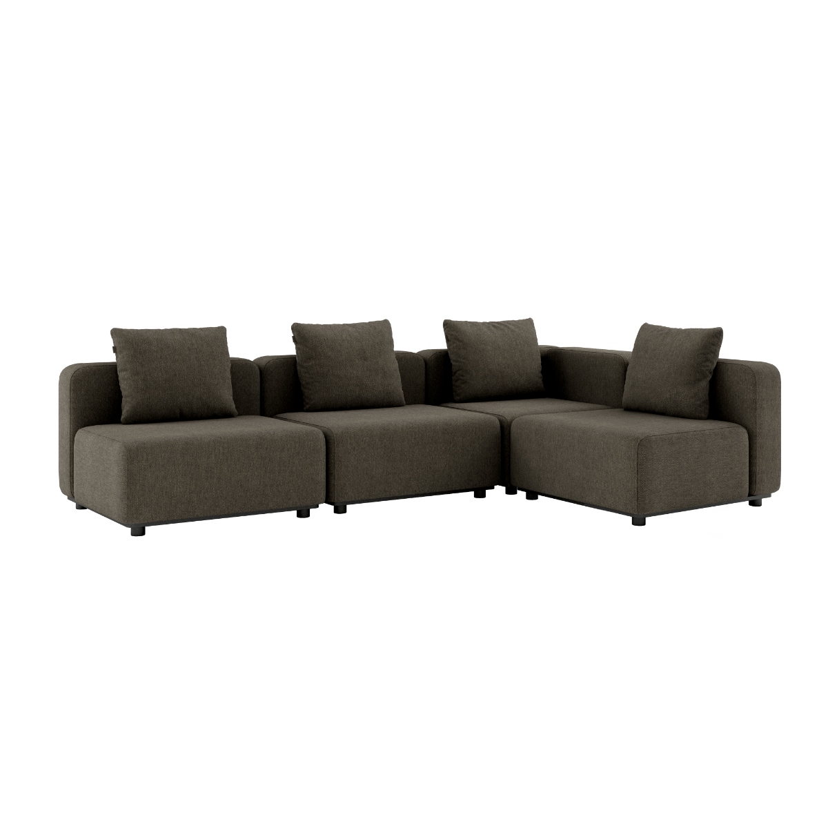 Cobana Brown 4-seater corner outdoor sofa without armrests made of aluminum frame and cushions