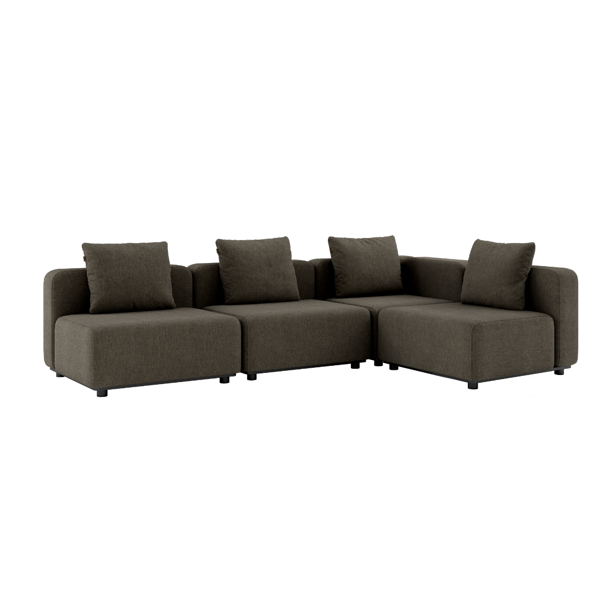 Cobana Lounge Sofa i brun uden armlæn, modulopbygget udendørs hjørnesofa med puder.