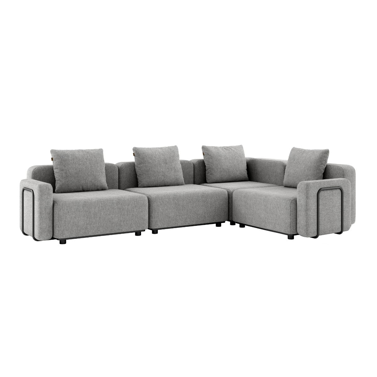 Cobana Lounge Sofa 4-personers hjørnesofa i Cobana Sand Melange med armlæn i pulverlakeret aluminium og Olefin tekstil.