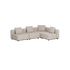 Beige modulopbygget hjørnesofa til udendørs brug fra sackit med bløde hynder og rene skandinaviske linjer til terrasse eller have