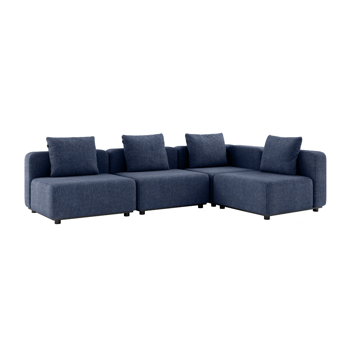 Udendørs Cobana Lounge Sofa i Kirra Indigo uden armlæn, modulopbygget hjørnesofa i aluminium og tekstil.
