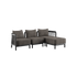 Kirra Lounge Sofa i sort med puf, modulært udendørs loungesystem med aluminiumsramme og olefin tekstil.