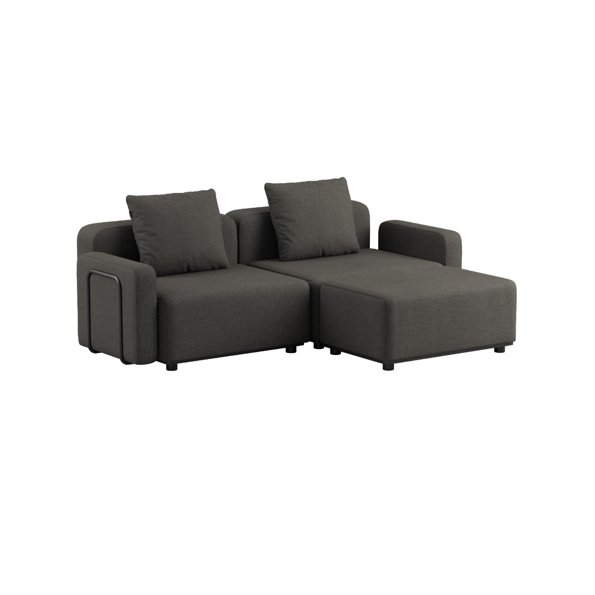 Sort Cobana Lounge Sofa til to personer i pulverlakeret aluminium med sort tekstil uden armlæn.