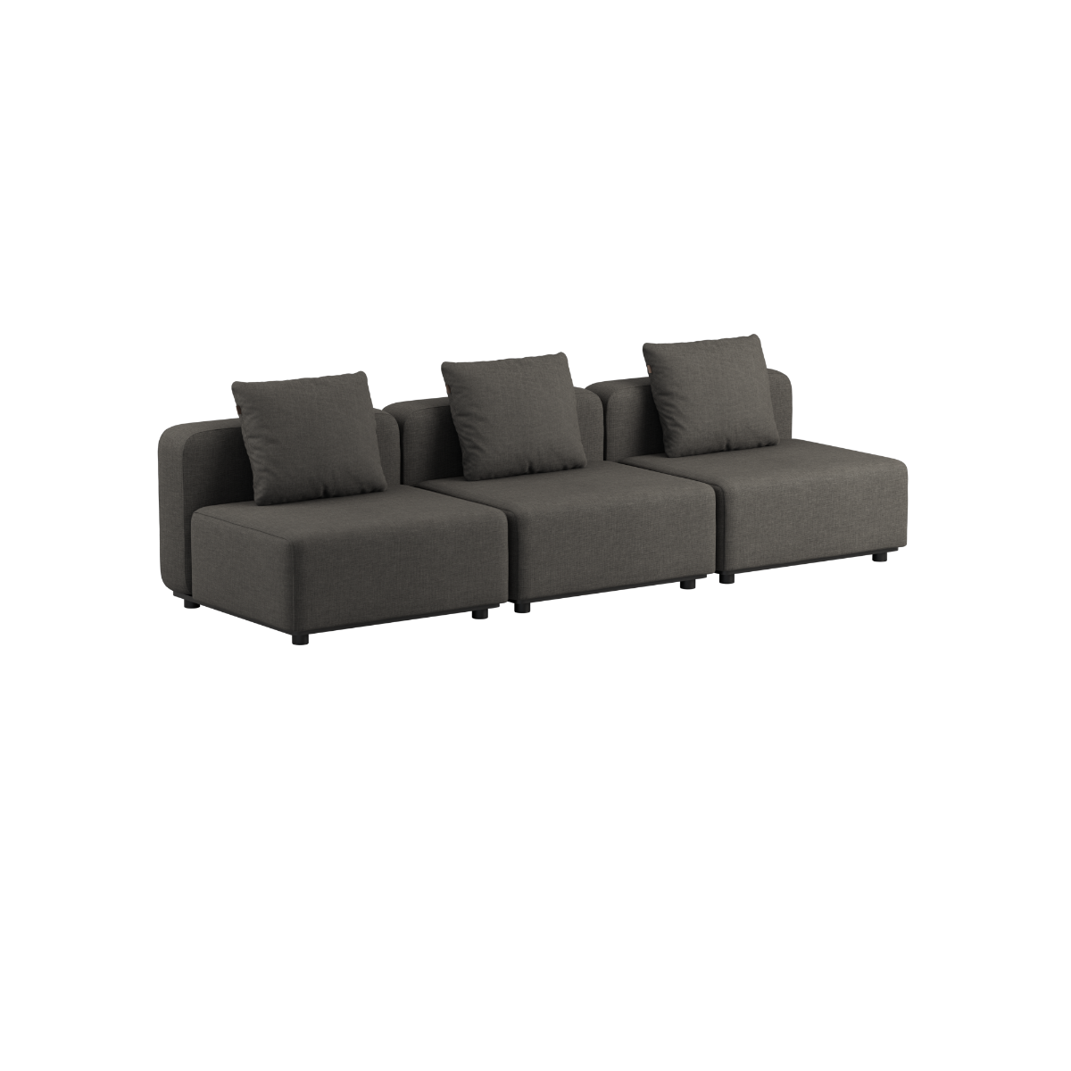 Cobana Lounge Sofa i brun med armlæn, 3-personers udendørs sofa uden puf i skandinavisk design.