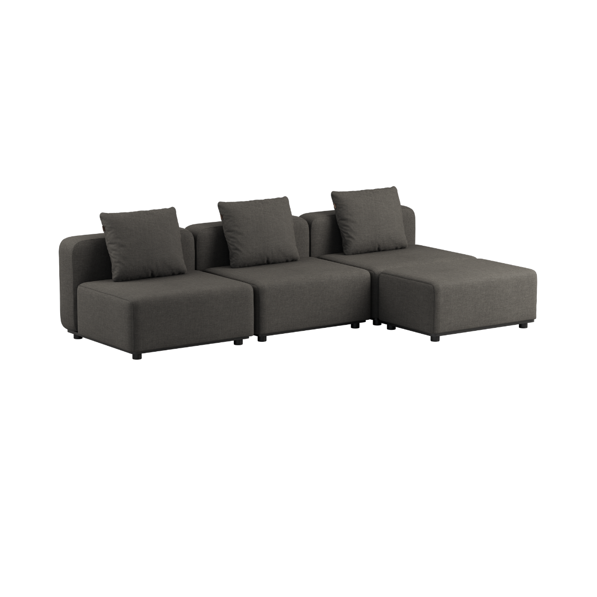 Cobana Lounge Sofa 3-seater in brown with pouf, modular outdoor sofa without armrests.
