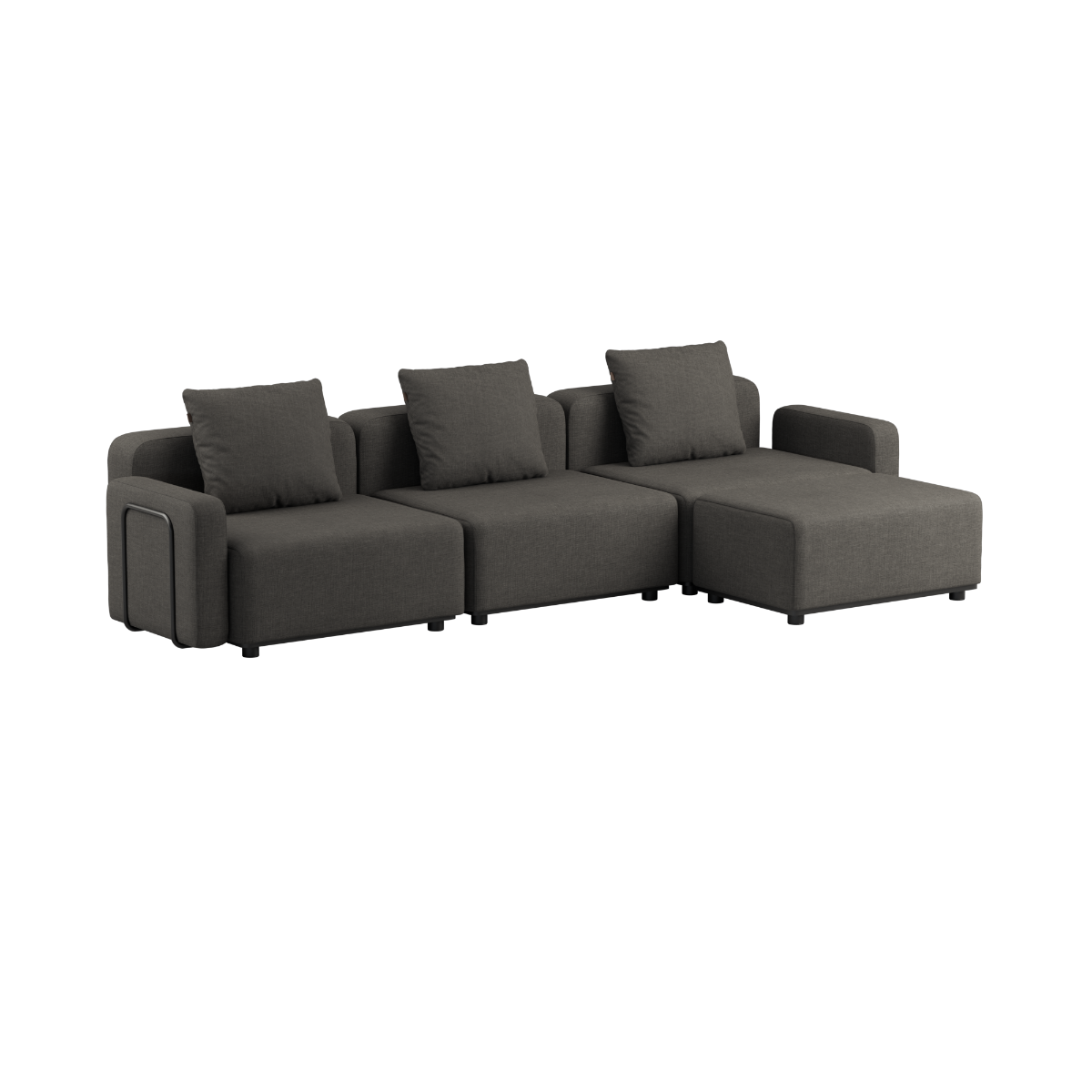 Cobana Lounge Sofa 3-personers udendørs sofa i Cobana Brown uden armlæn og puf med aluminiumsramme.