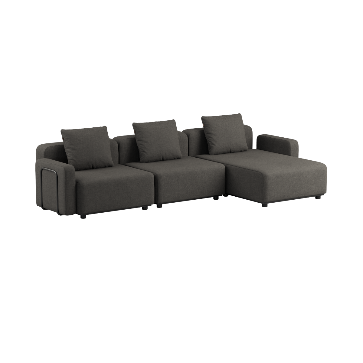 Sort Cobana Lounge Sofa uden armlæn med chaise longue i pulverlakeret aluminiumsramme og udendørstekstil