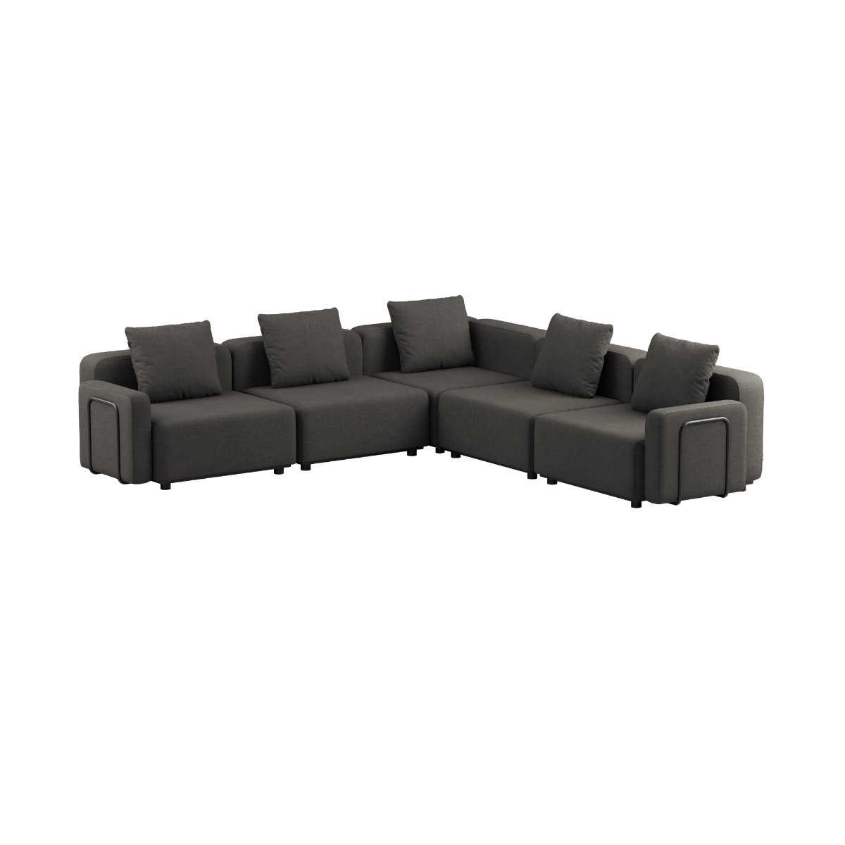 Sort Cobana Lounge Sofa med armlæn i Kirra Noir stof, modulopbygget udendørs hjørnesofa.