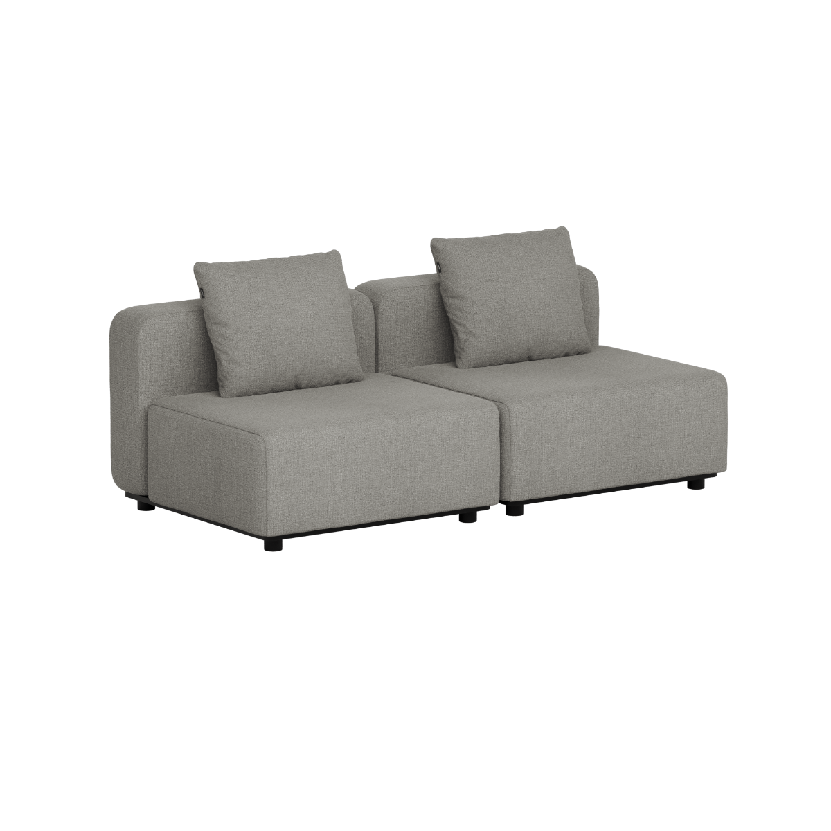 sackit Cobana modulopbygget loungesofa i gråt stof med to brede siddepladser og to bløde ryghynder til terrasse eller have