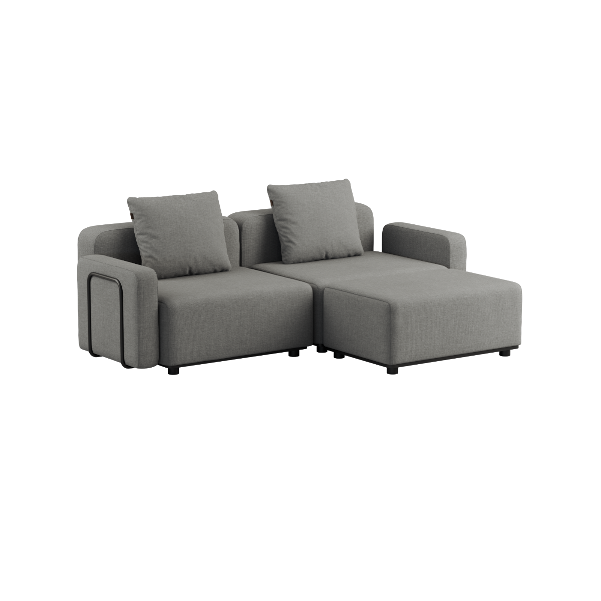 Udendørs Cobana Lounge Sofa i Kirra Sand uden armlæn og uden puf, minimalistisk design.